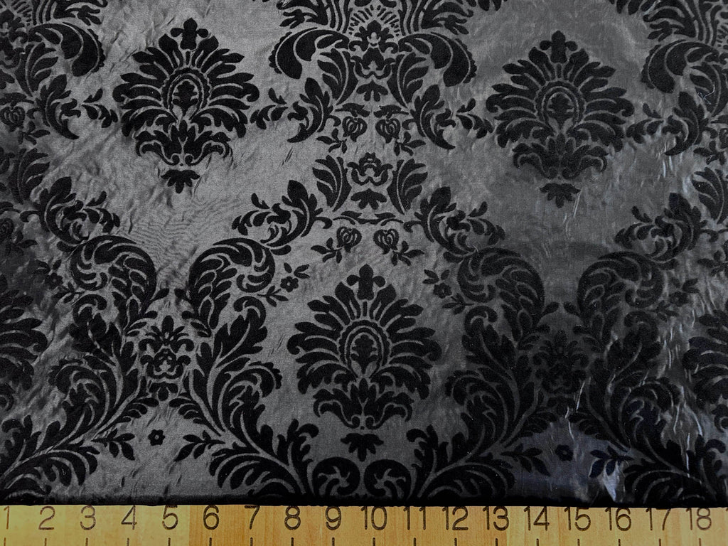 Damask Flocking Taffeta | Flocking Velvet Damask on Taffeta Fabric