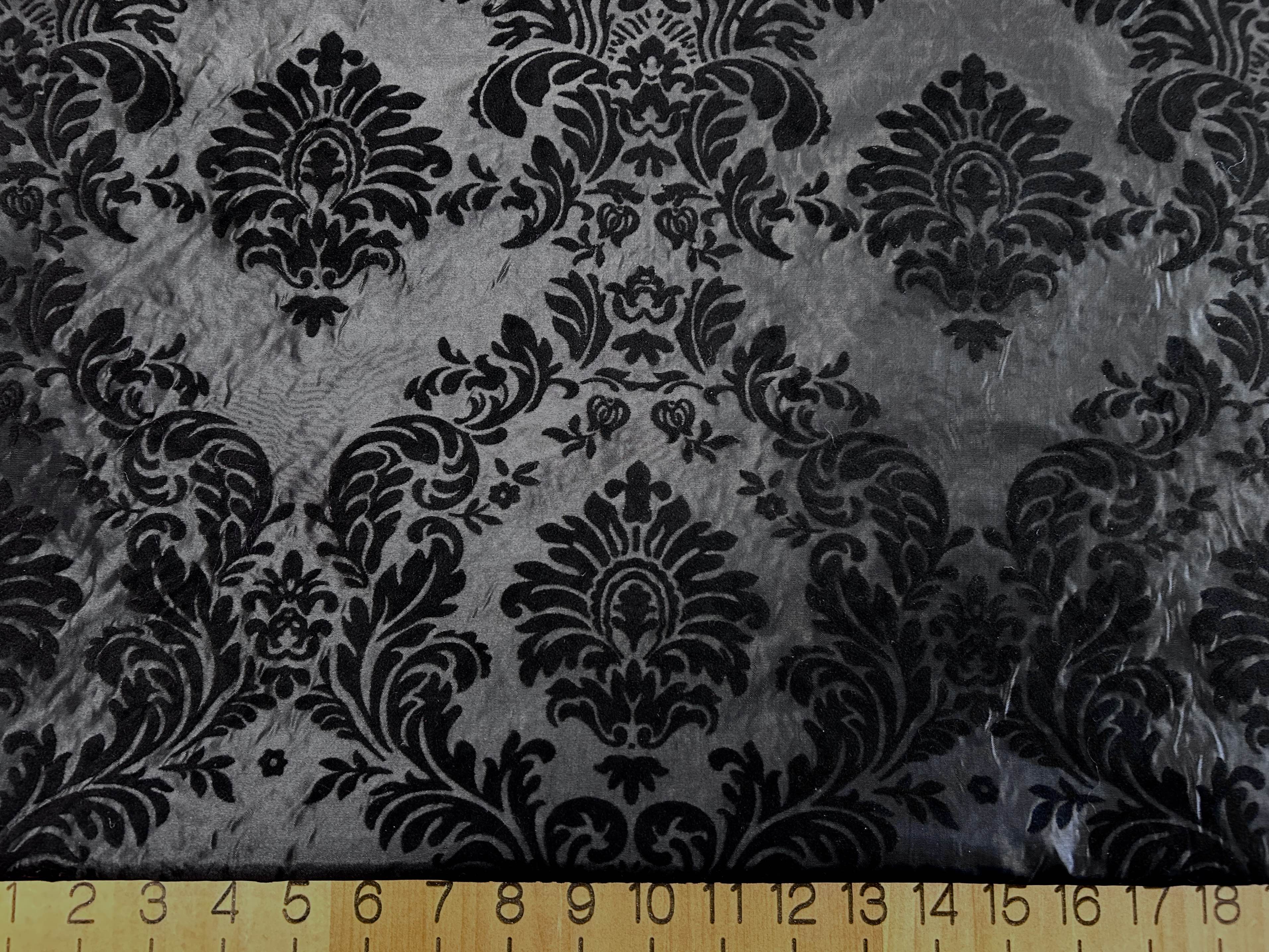Damask Flocking Taffeta | Flocking Velvet Damask on Taffeta Fabric