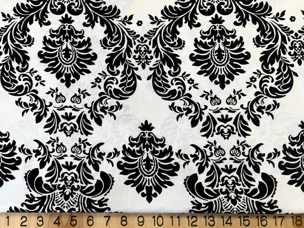 Damask Flocking Taffeta | Flocking Velvet Damask on Taffeta Fabric