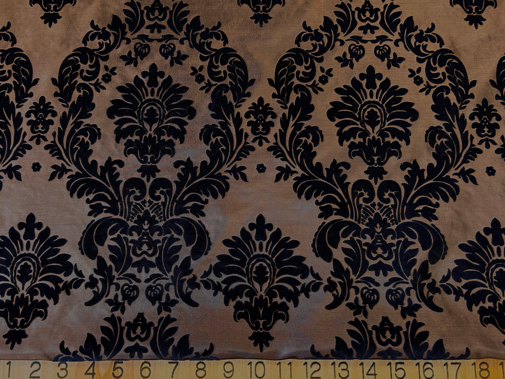 Damask Flocking Taffeta | Flocking Velvet Damask on Taffeta Fabric